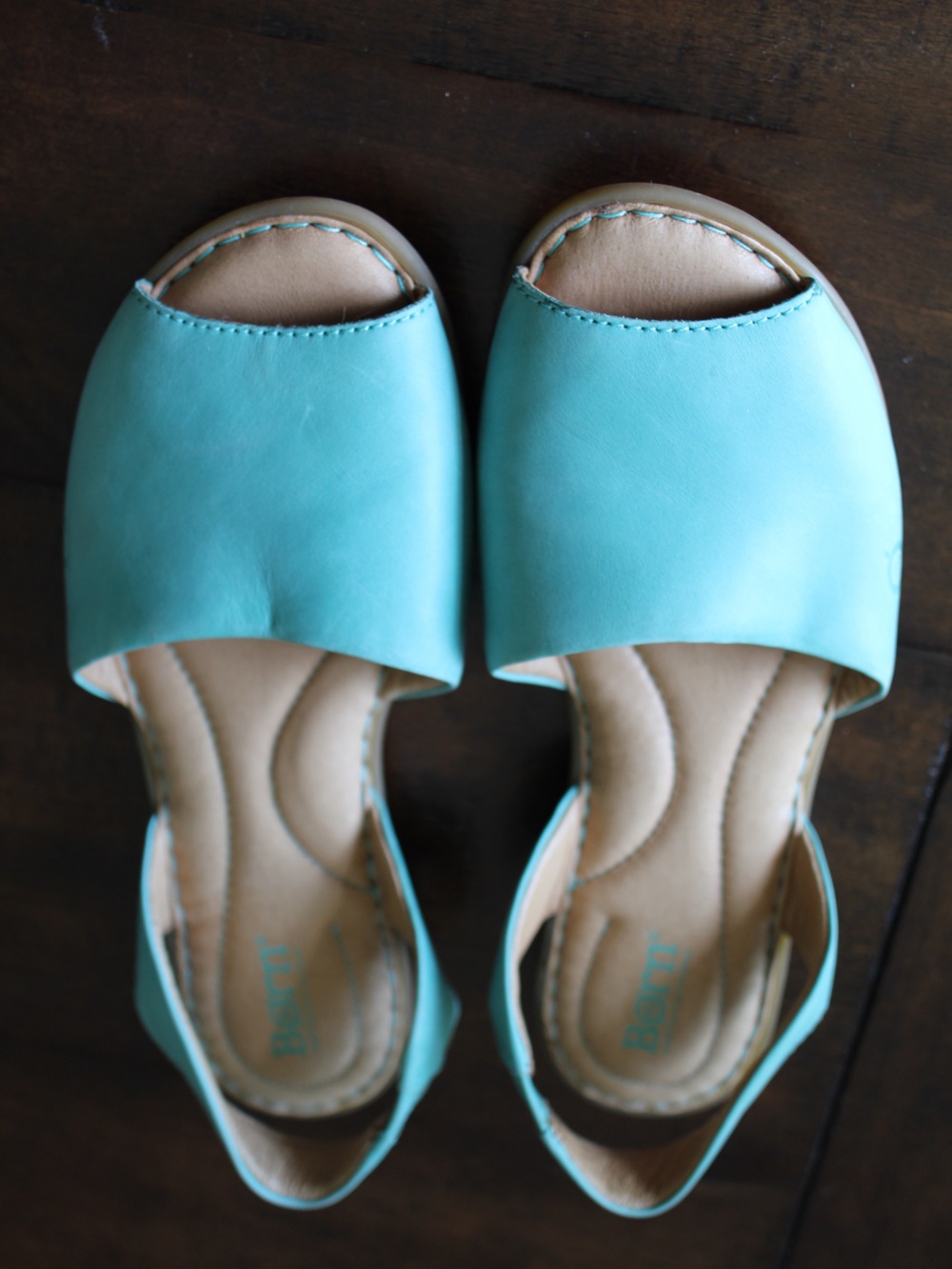 Born Aqua Leather Slingback Sandals 9M Comfort Coastal Chic - Picture 3 of 12
